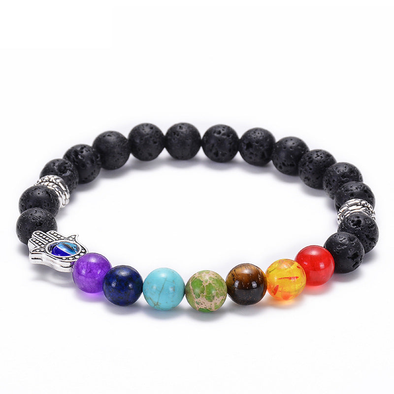 Evil Eye Chakra Oil Bracelet - The Essential Oil Boutique, Essential Oil, jewellery, aromatherapy, oil, diffuser, necklace, jewelry, perfume,  pendant, essential oil pendant necklace, aromatherapy necklace diffuser pendant, aroma  best essential oil, scented oil, bracelet, lava, bead, anxiety, 7 chakra, chakra, lava beads