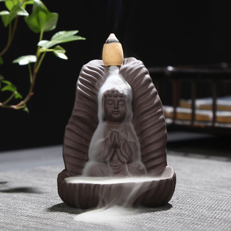 Buddha Ceramic Incense Burner,   incense waterfall,  backflow incense burner, waterfall incense burner, cone incense burner, smoke waterfall, incense diffuser, ceramic incense holder, backflow burner,