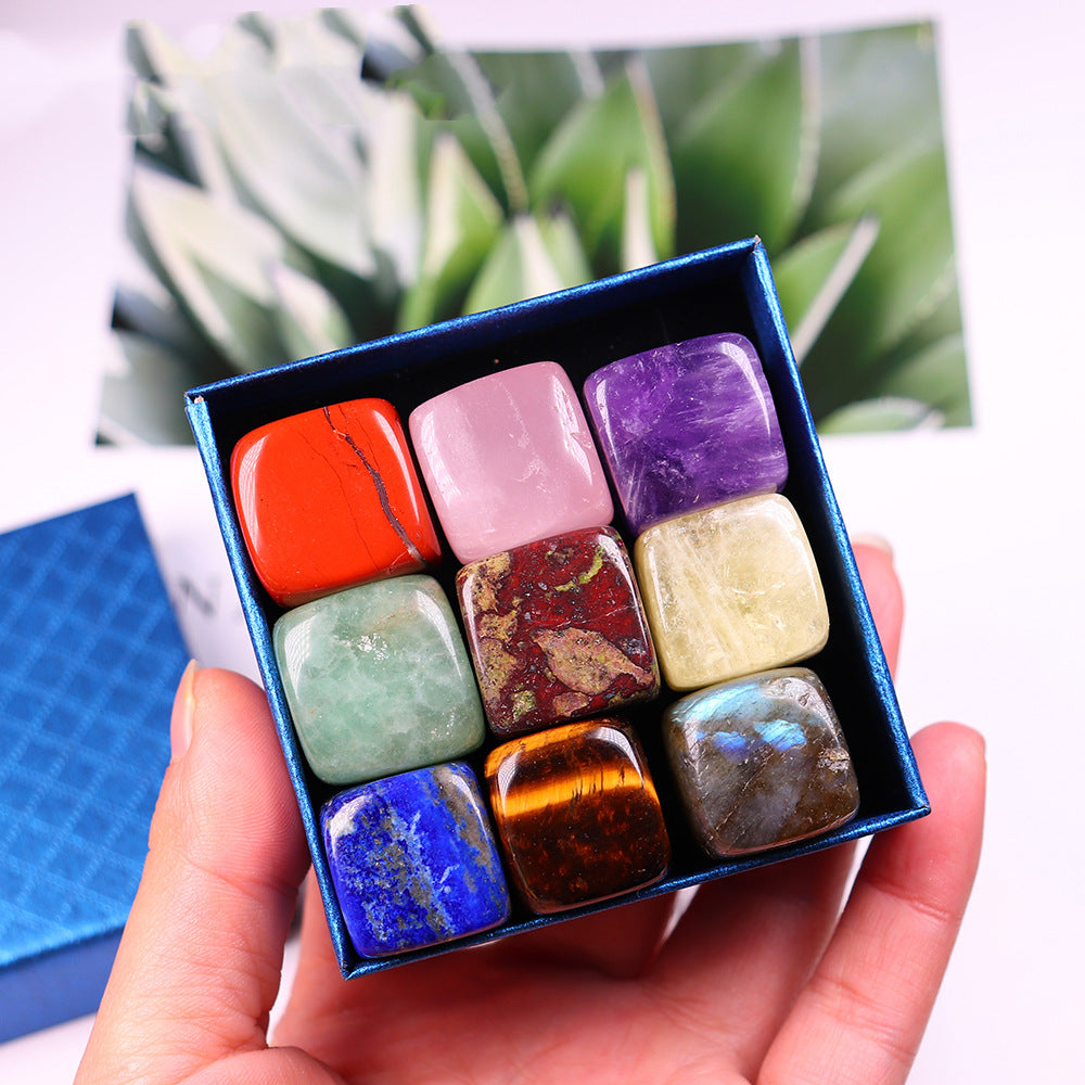 Natural Chakra Crystal Gem Blocks - Gift Box