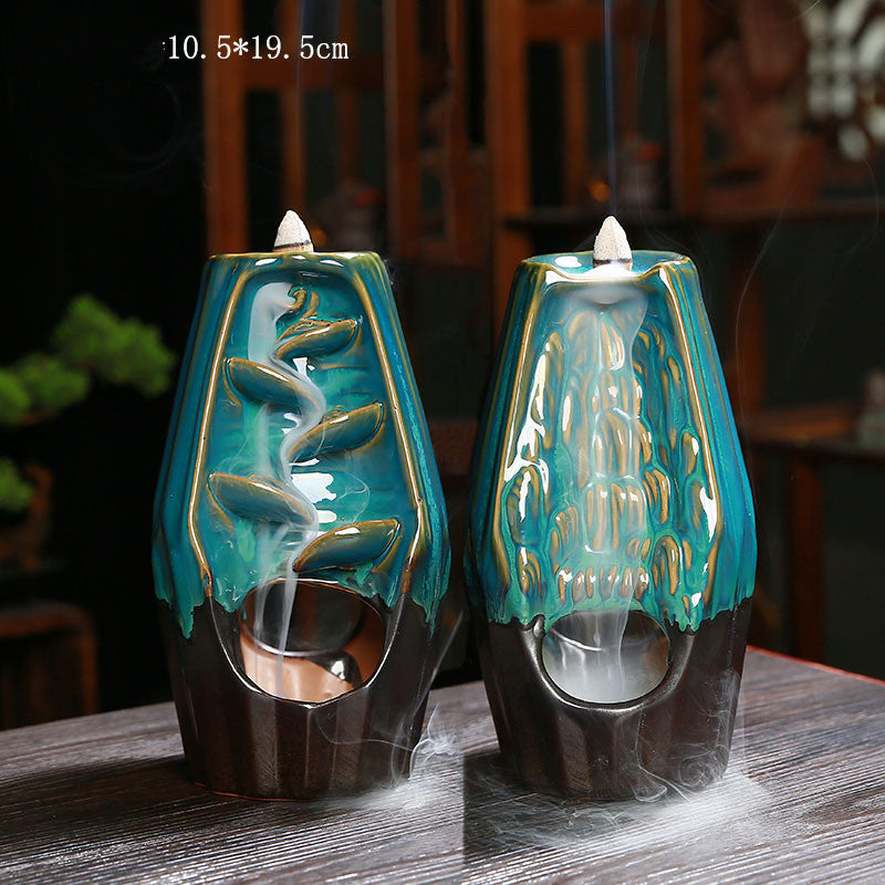 Double-Sided Backflow Incense Burner - The Essential Oil Boutique, incense waterfall,  backflow incense burner, waterfall incense burner, cone incense burner, smoke waterfall, incense diffuser, ceramic incense holder, backflow burner