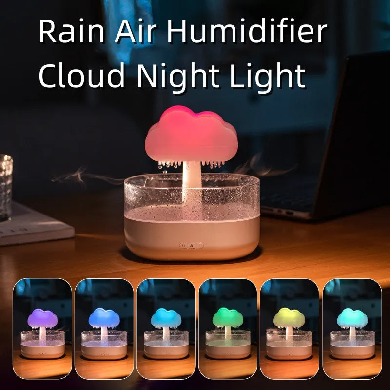 Raindrop Cloud Humidifier with Colourful Night Light aromatherapy, rain , diffuser, essential oil,