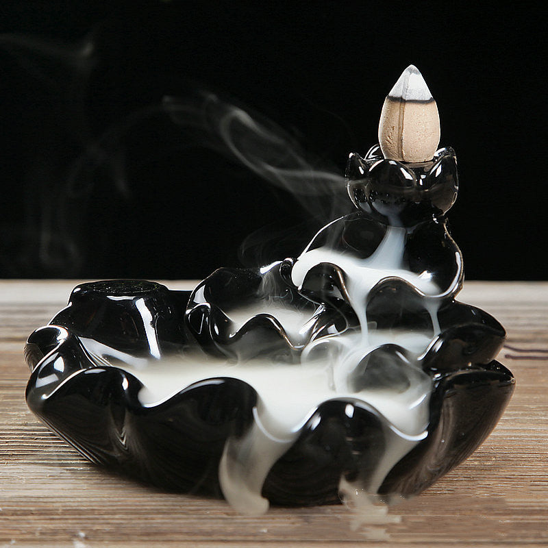 Simple Ceramic Backflow Incense Burner - The Essential Oil Boutique, incense waterfall,  backflow incense burner, waterfall incense burner, cone incense burner, smoke waterfall, incense diffuser, ceramic incense holder, backflow burner